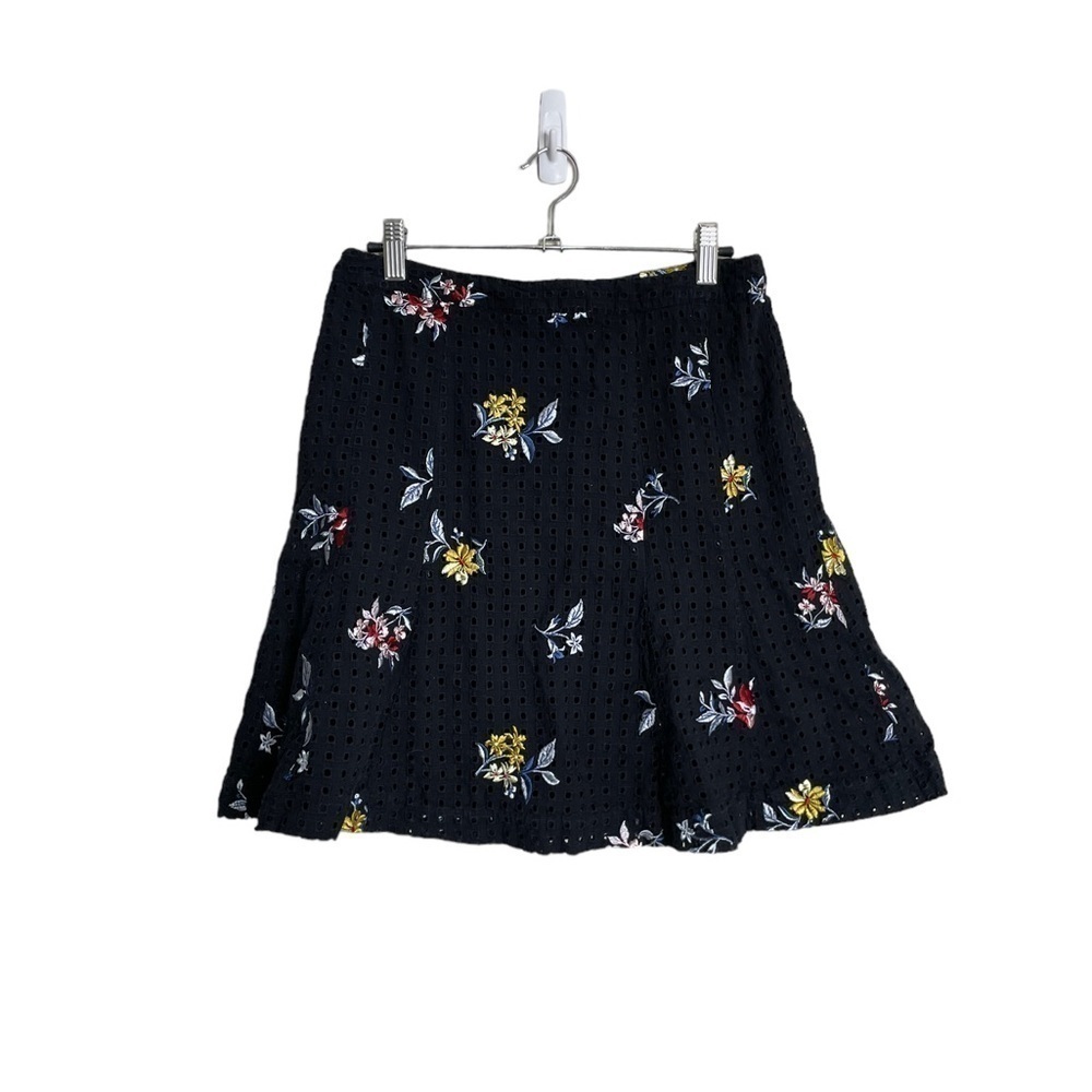 Ann Taylor Floral Black Flounce Skirt 4